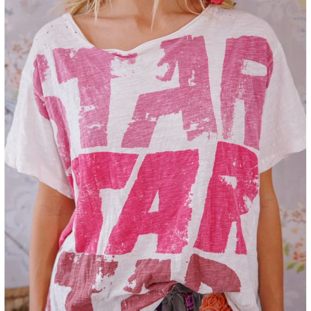 Magnolia Pearl Graphic Pink White Short Sleeve Tee